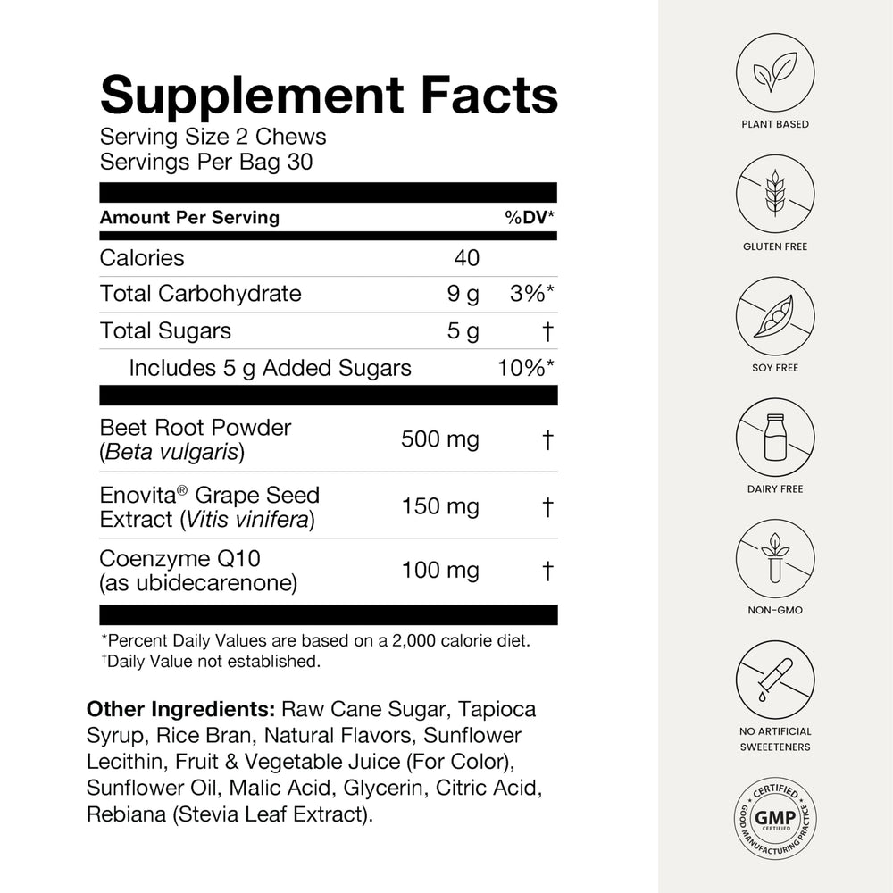 Nutrition facts panel on bottle