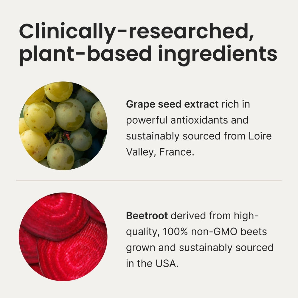 Humann SuperBeets ingredients table closeup lists key nutrients.