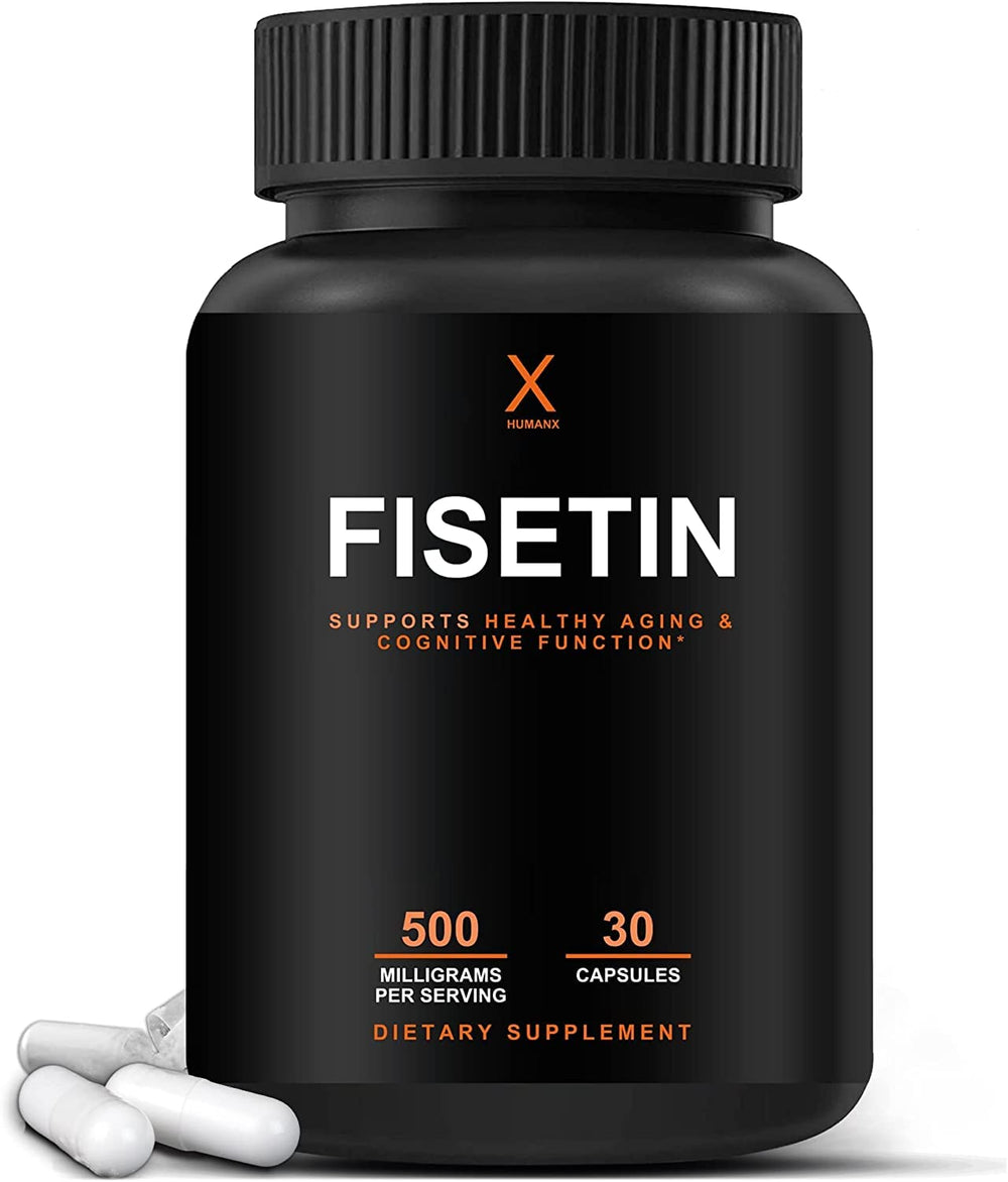 Front view of HUMANX Fisetin 500mg bottle