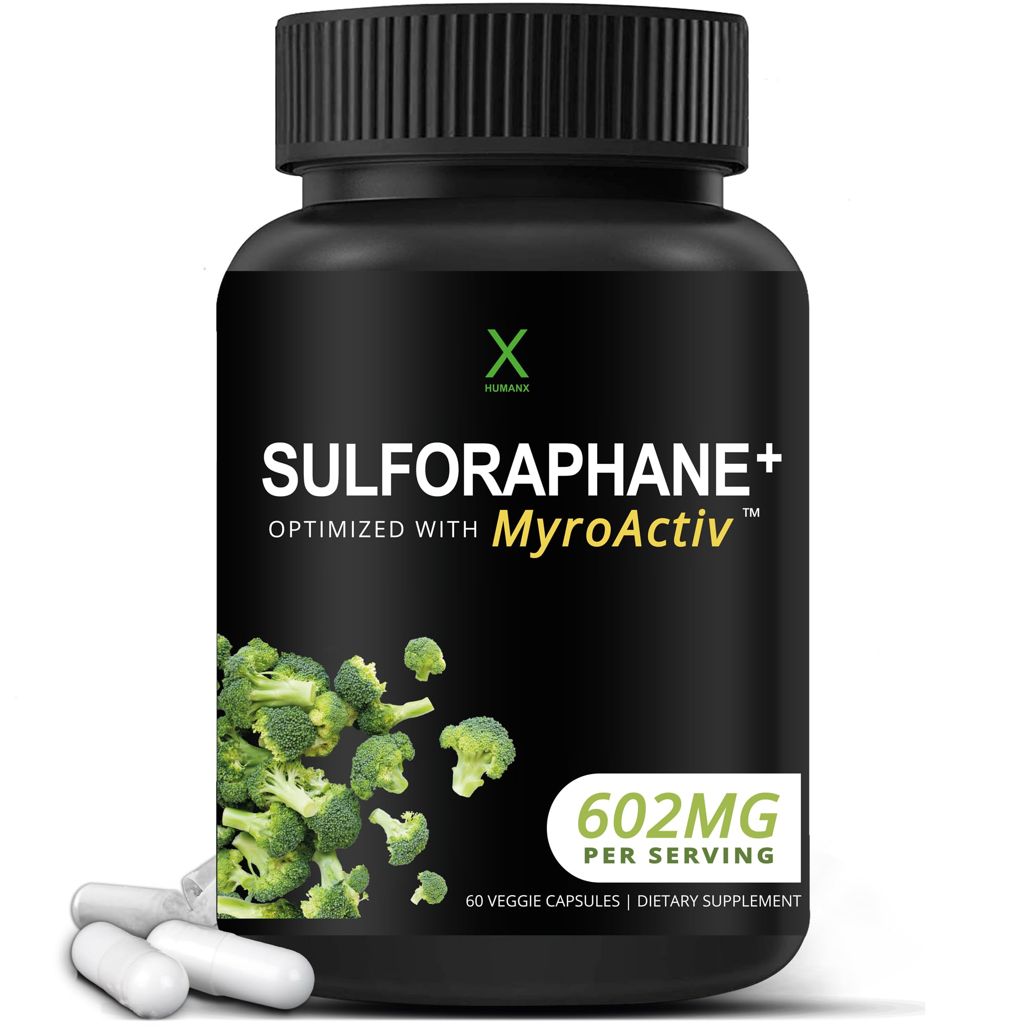 HUMANX Sulforaphane+ 602mg bottle on white background