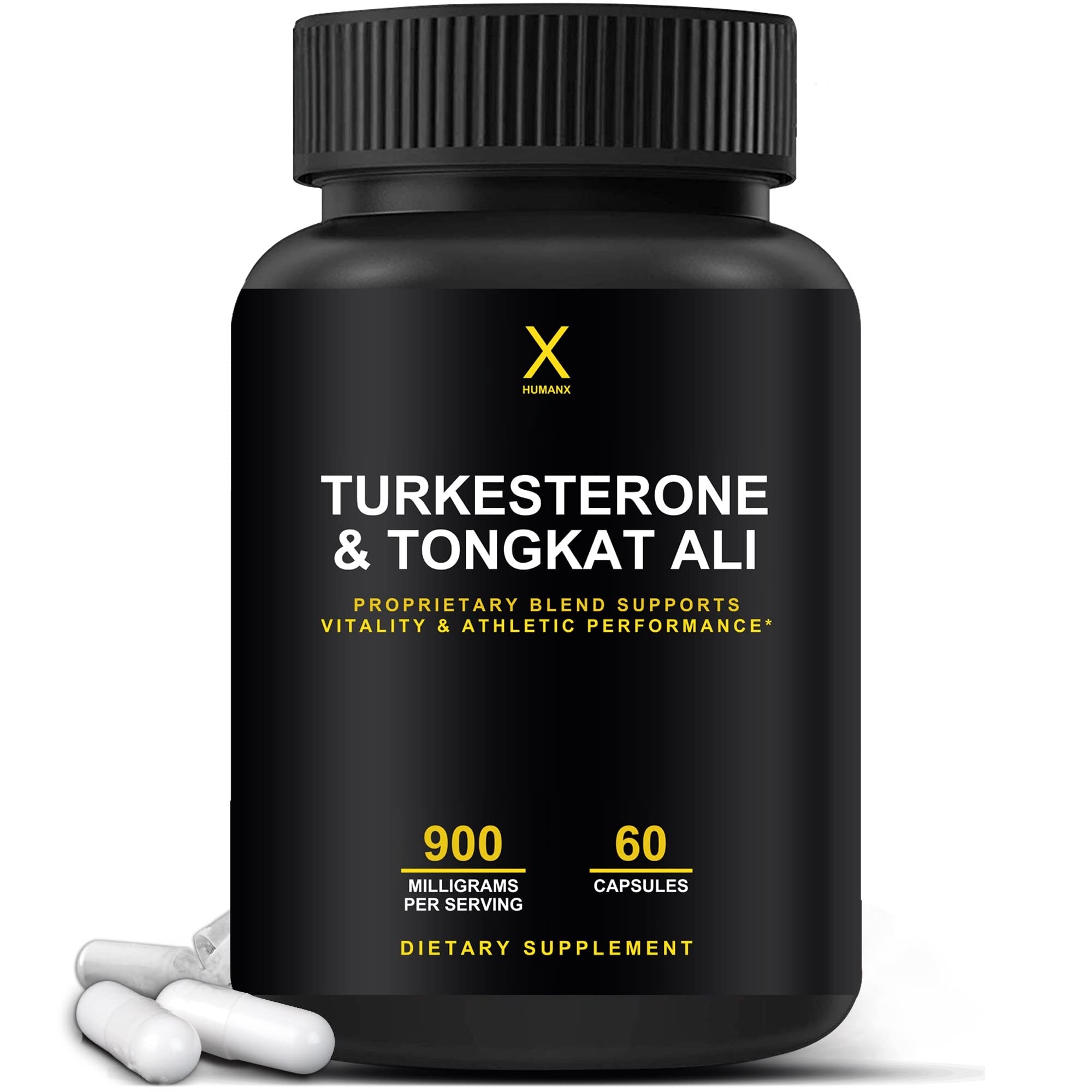 HUMANX Turkesterone & Tongkat Ali 900mg bottle highlighting premium ingredients for energy support