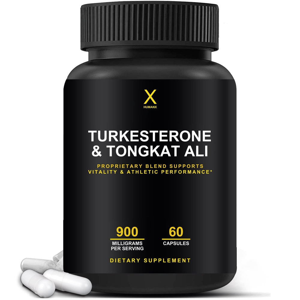 HUMANX Turkesterone & Tongkat Ali 900mg bottle highlighting premium ingredients for energy support