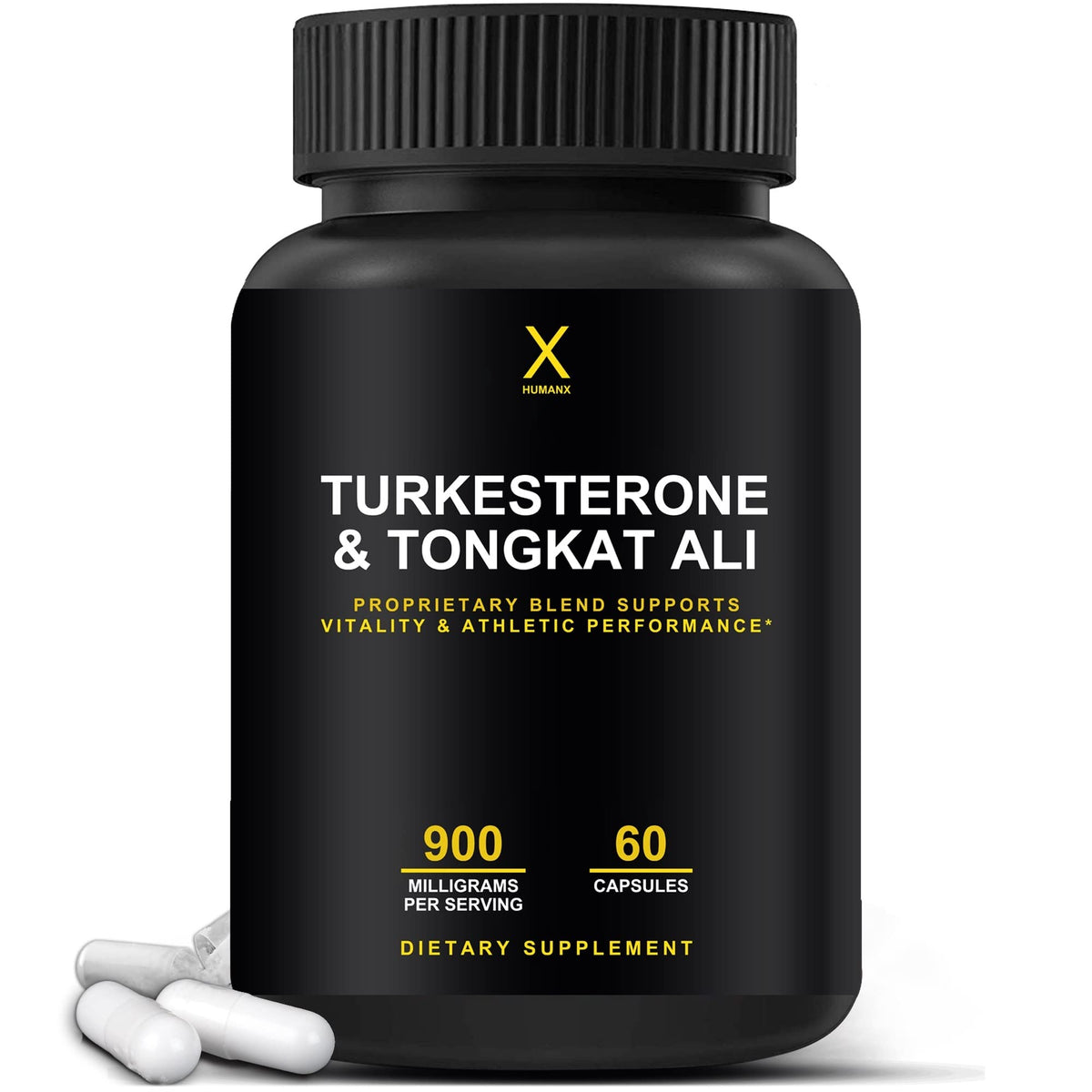 HUMANX Turkesterone & Tongkat Ali 900mg bottle highlighting premium ingredients for energy support