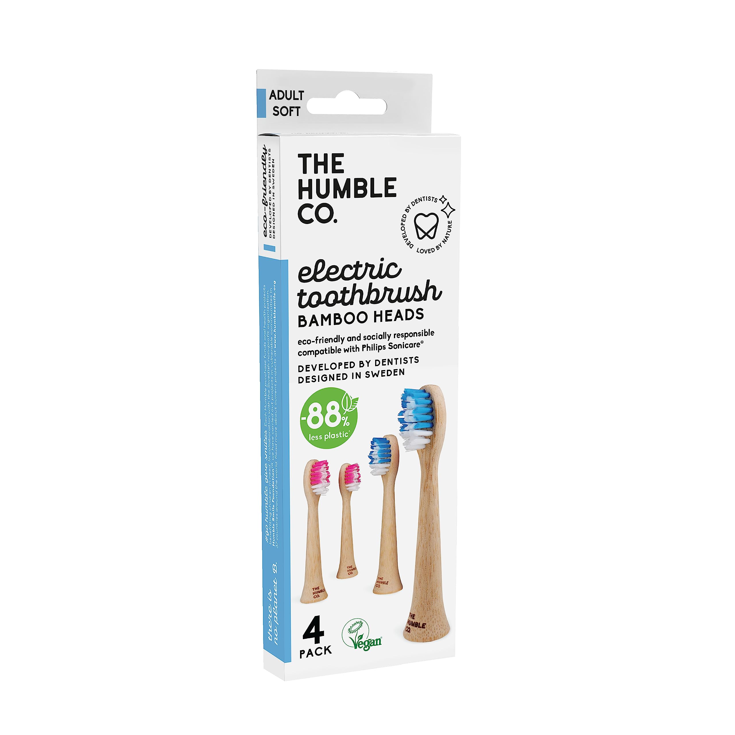 Eco-friendly bamboo replacement heads on a shelf