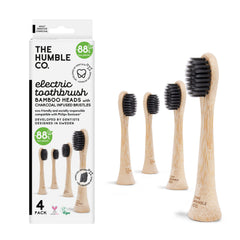 The Humble Co bamboo electric toothbrush heads 4pk in charcoal color (product shot)