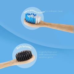 Close-up of nylon bristles with a wavy pattern on a bamboo head