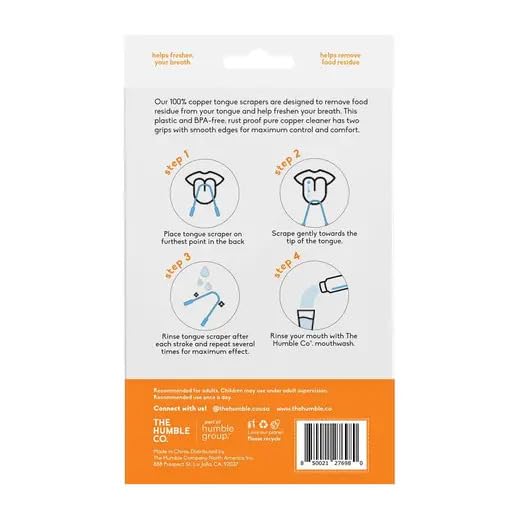 Two copper tongue scrapers in packaging