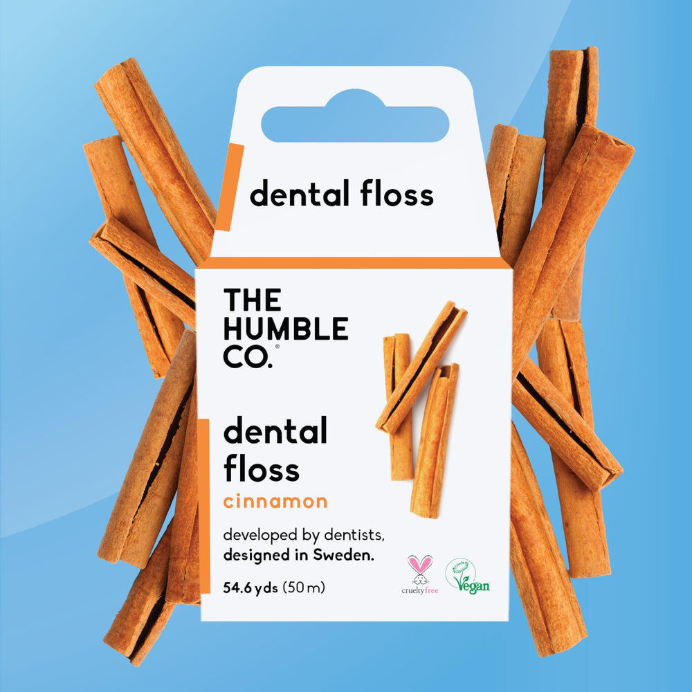4-pack box showing 55 yards per package of The Humble Co. floss