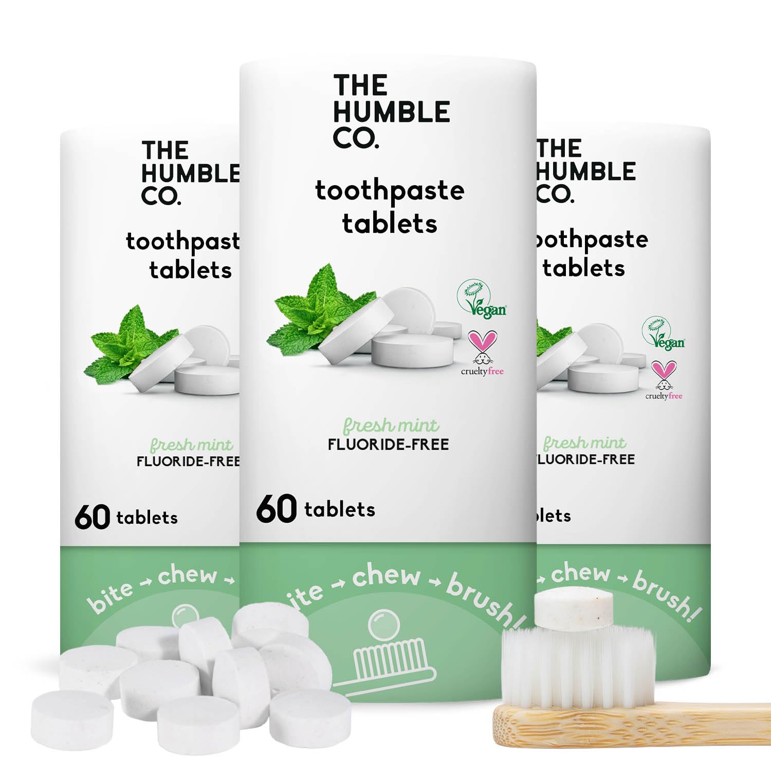 The Humble Co. Mint toothpaste tablets 3-pack