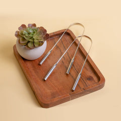 Dishwasher-safe metal tongue scraper from The Humble Co.