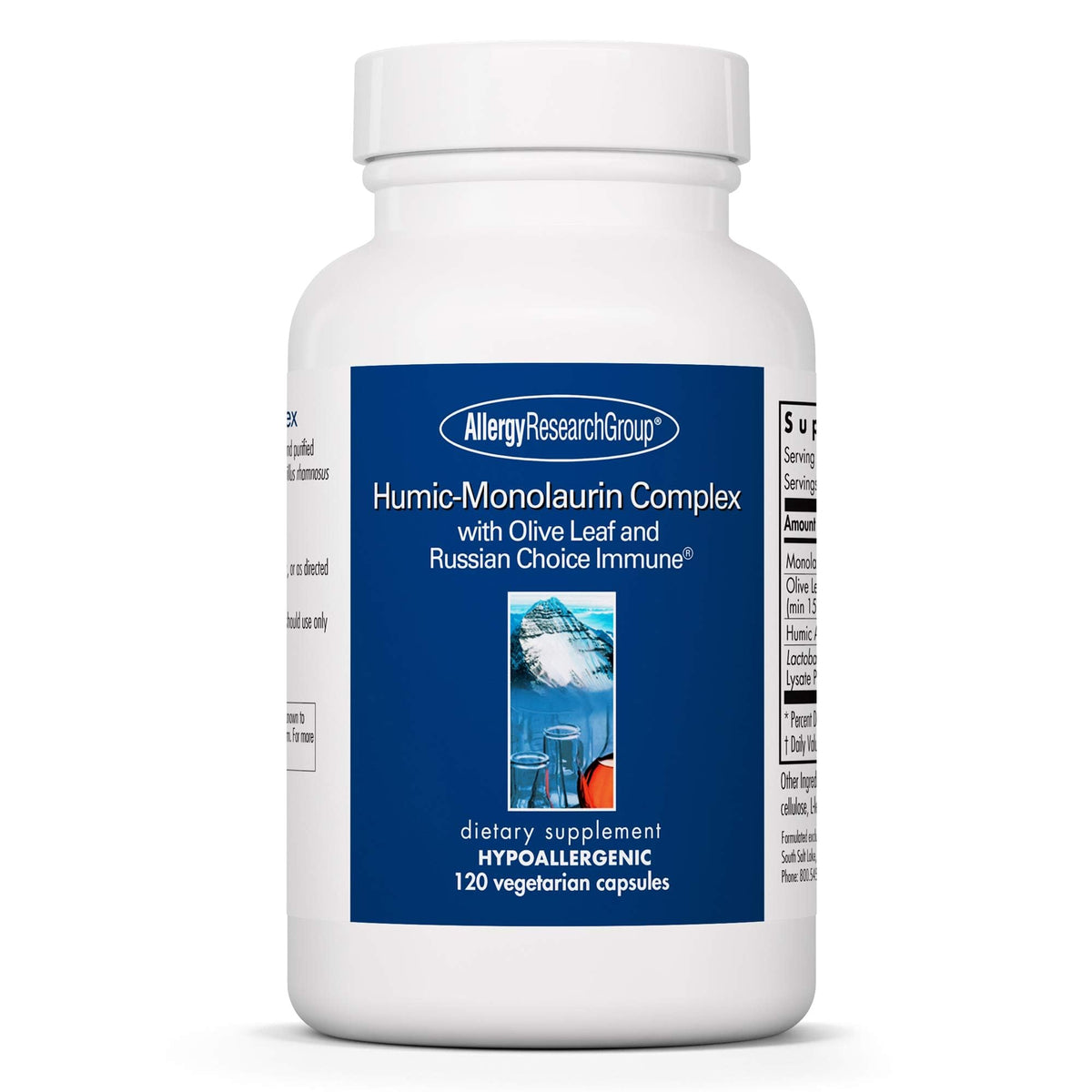 Product image showing Allergy Research Group Humic-Monolaurin Complex immune-support capsules