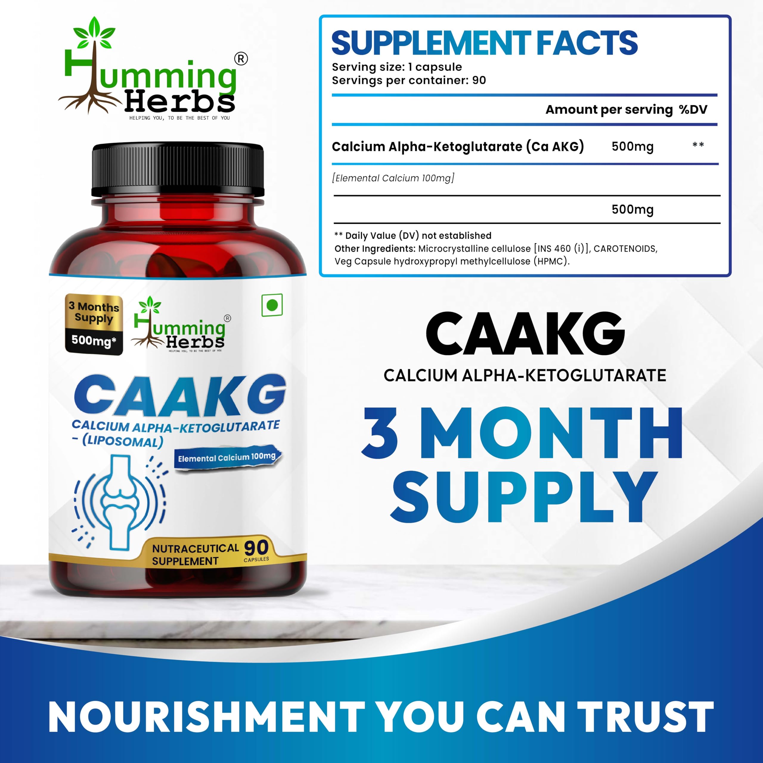 Close-up of Humming Herbs CAKG label