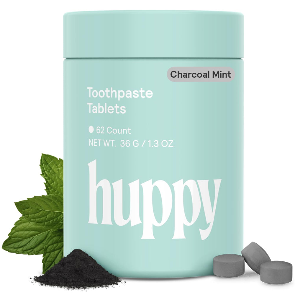 Packaging for HUPPY Nano Hydroxyapatite toothpaste tablets