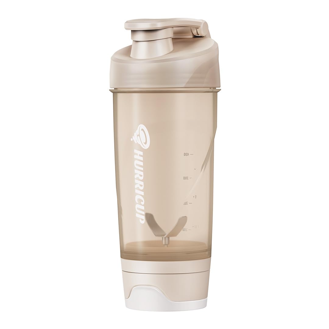Hurricup 22oz protein shaker bottle in brown - front view