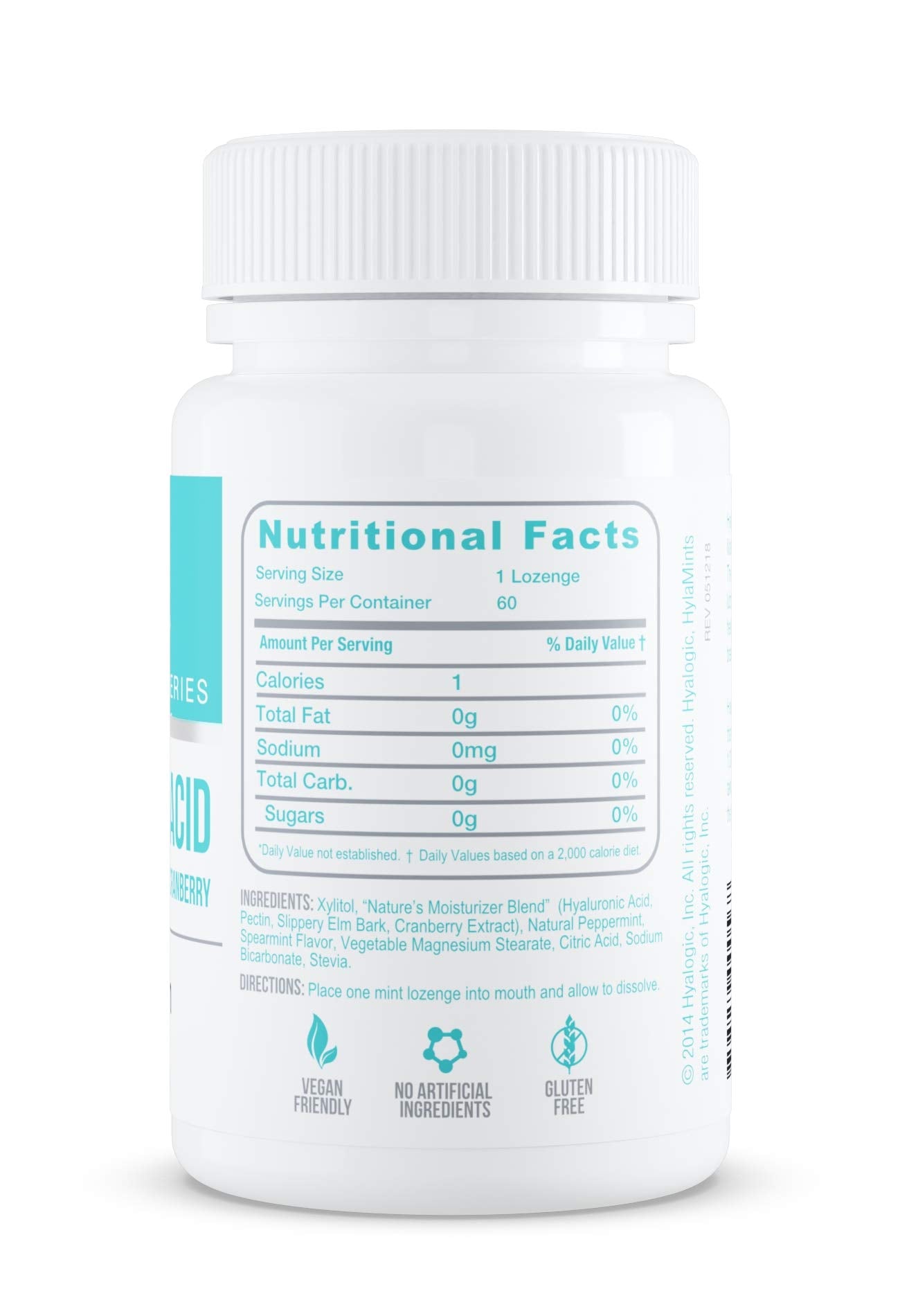 Mint-flavored lozenges with Hyaluronic Acid