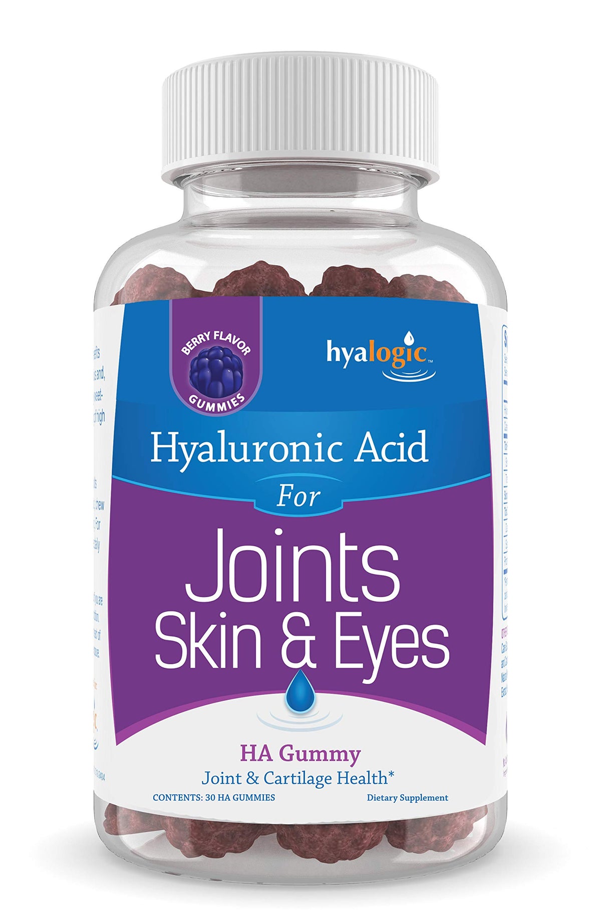 Front view of Hyalogic Hyaluronic Acid Gummies Mixed Berry 30-count