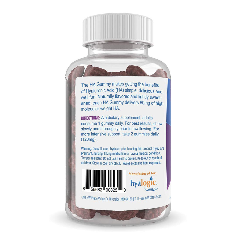 Ingredients panel for Hyalogic Hyaluronic Acid Gummies