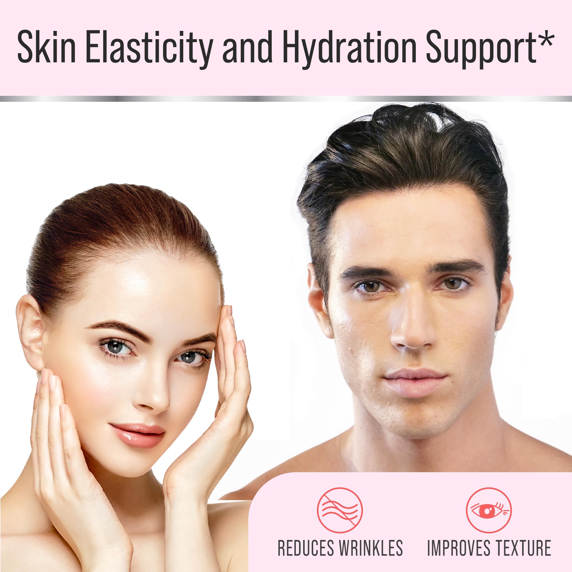 Graphic showing hyaluronic acid benefits for hair and skin