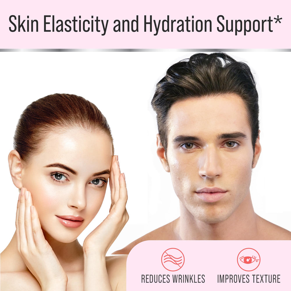 Graphic showing hyaluronic acid benefits for hair and skin