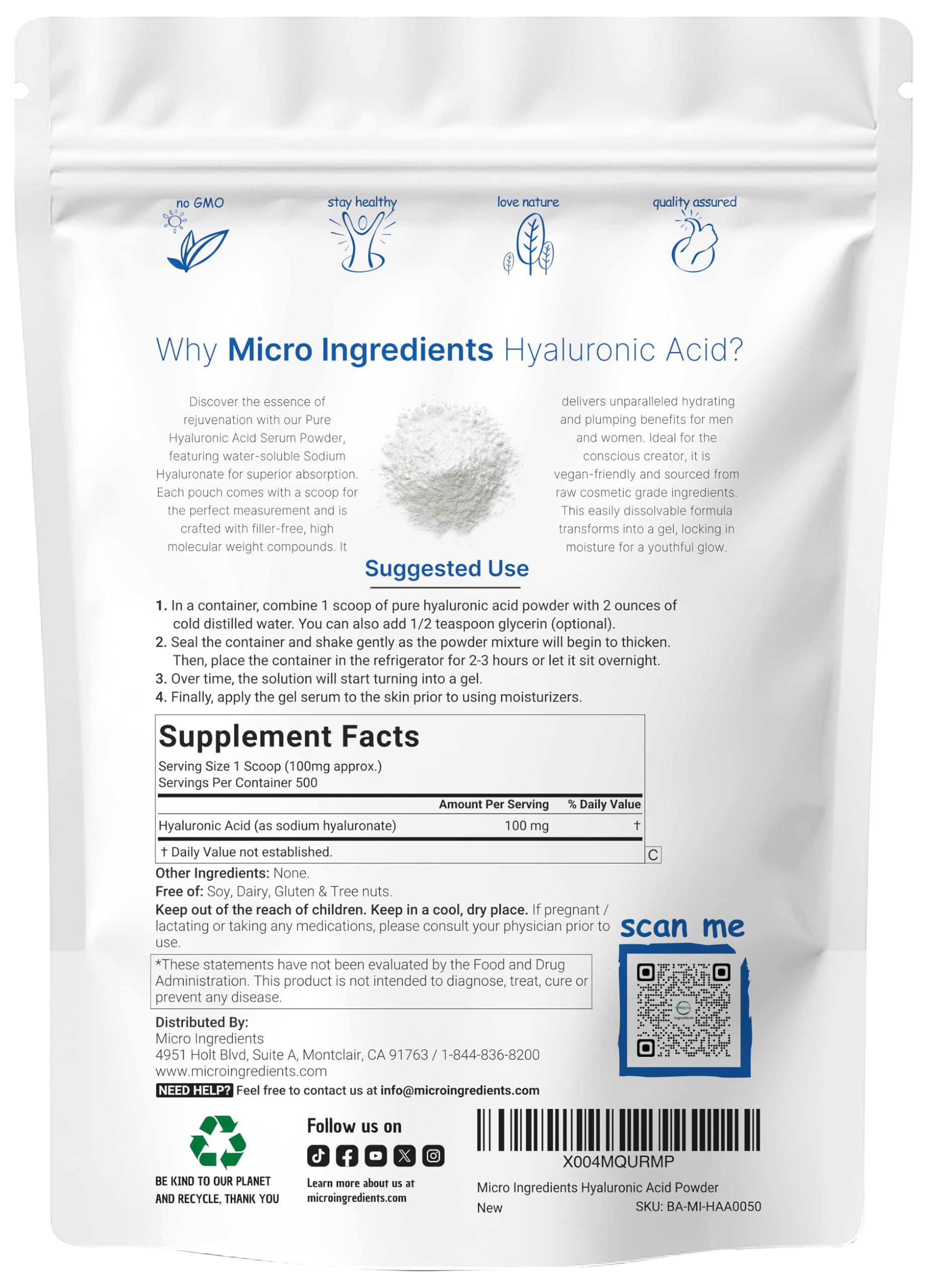 Low molecular weight hyaluronic acid serum powder (cosmetic grade)