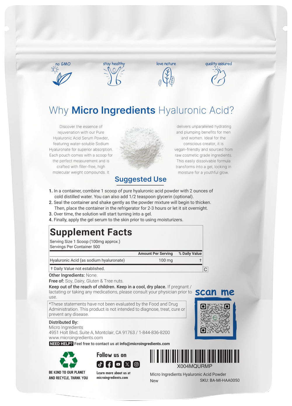 Low molecular weight hyaluronic acid serum powder (cosmetic grade)