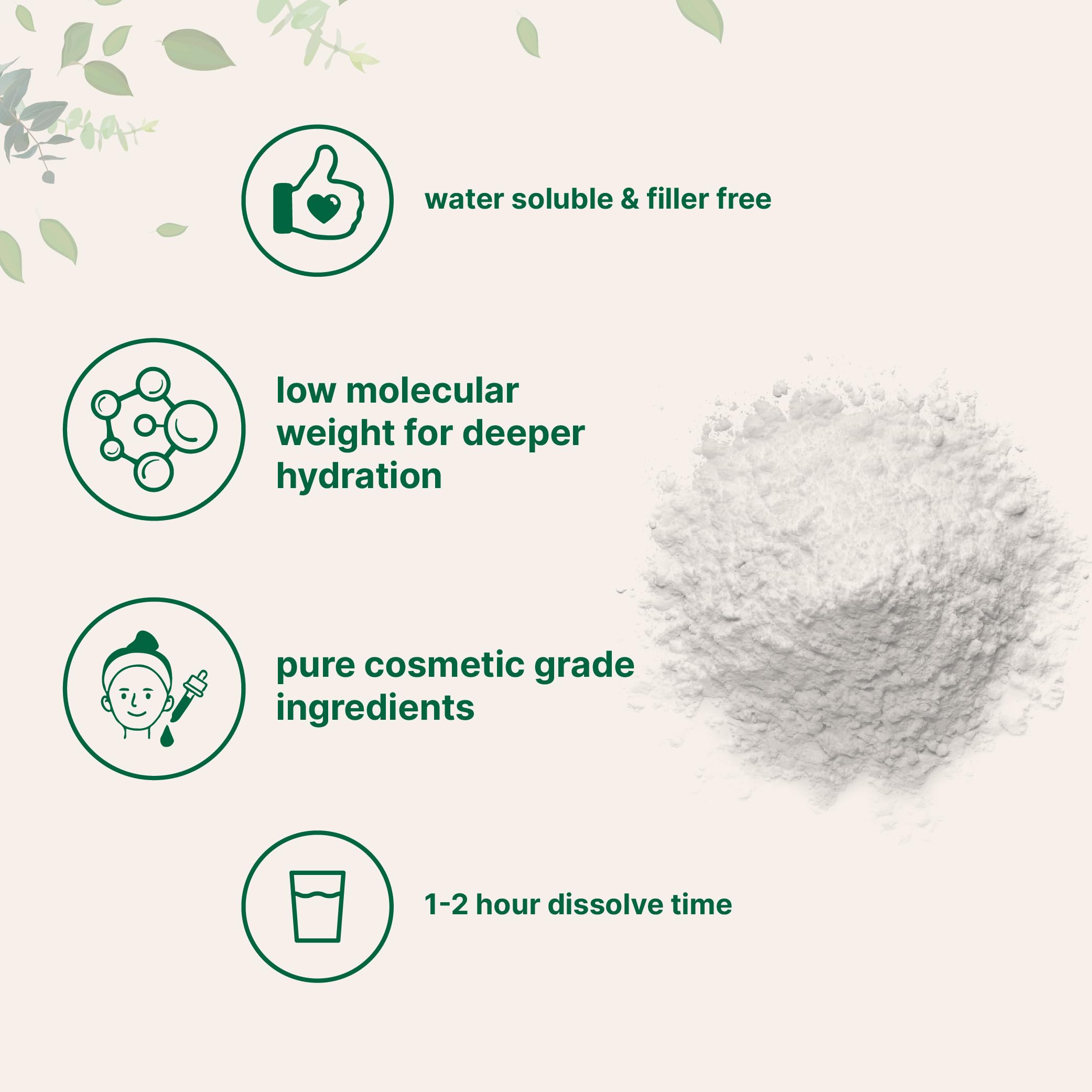 Hyaluronic Acid Serum Powder applied to facial skin