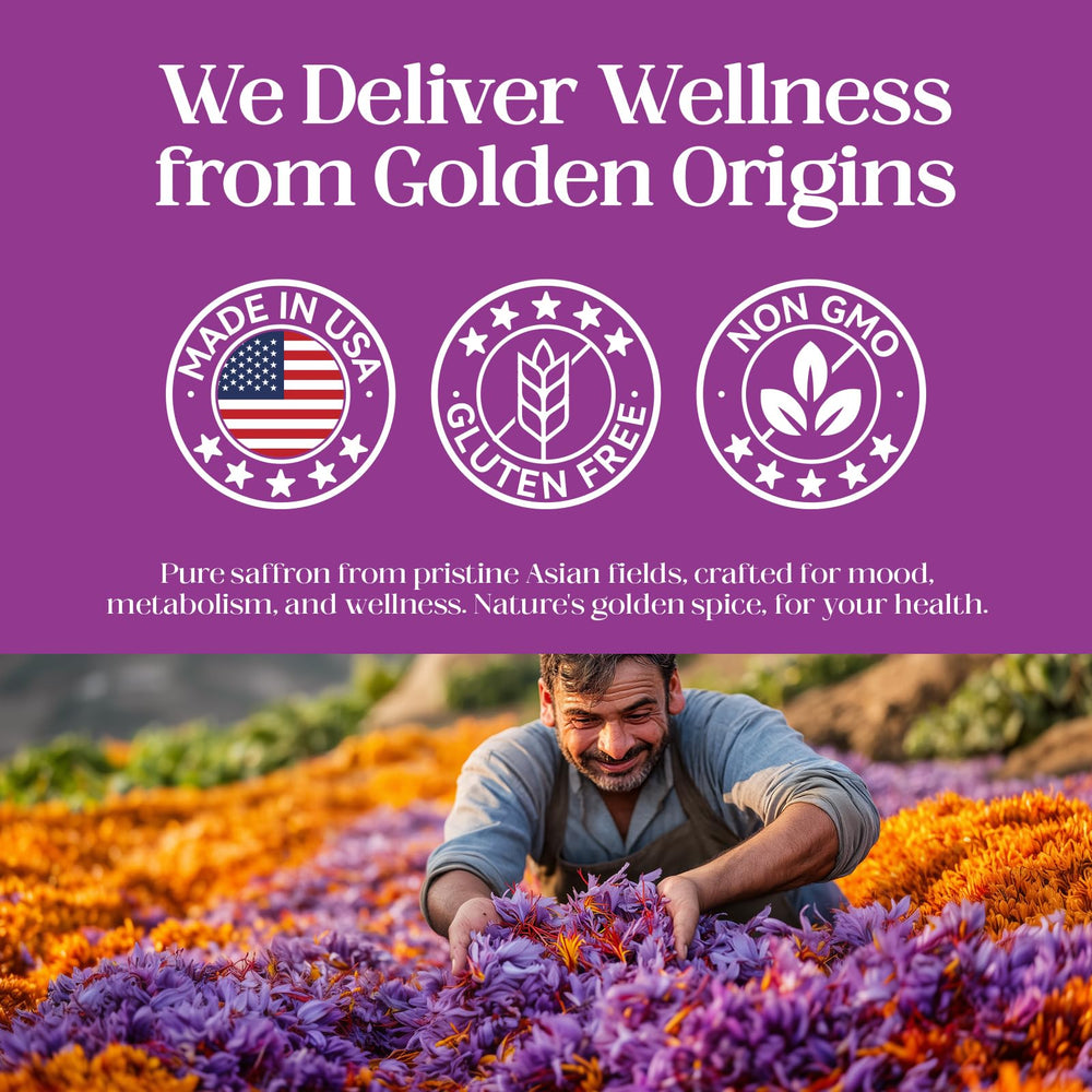 Infographic highlighting 100% pure saffron ingredients