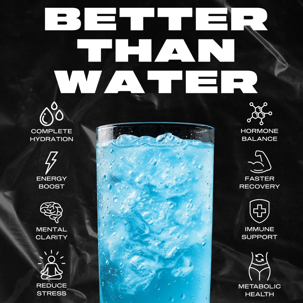 Hyburst electrolyte powder being poured into glass with refreshing citrus water