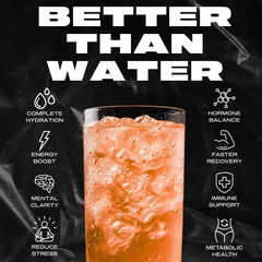 Powder dissolving into water with vibrant Tangerine Tango color