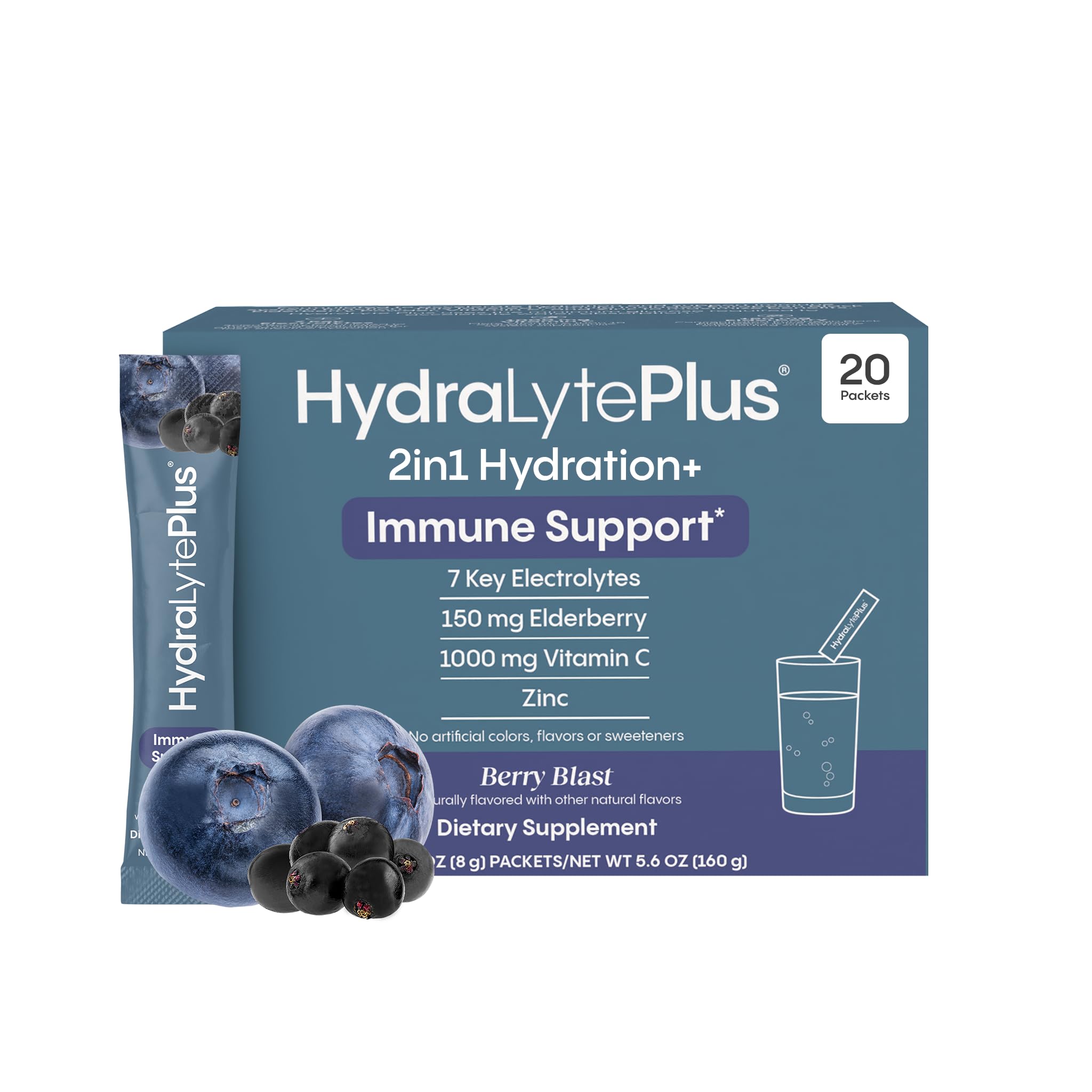 Hydralyte immunity-elderberry packets: convenient hydration with elderberry for daily wellness and immune support.