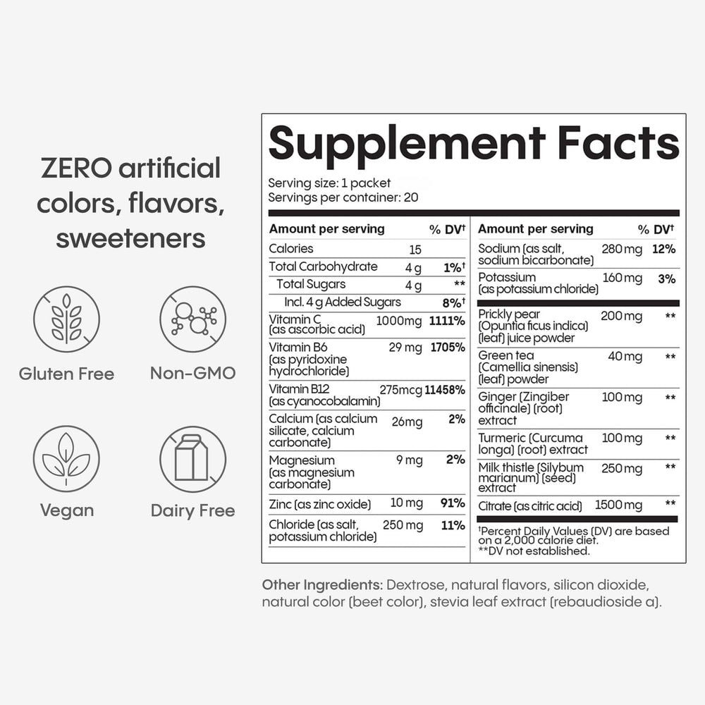 Close-up of ingredients: milk thistle and prickly pear in Hydralyte formula