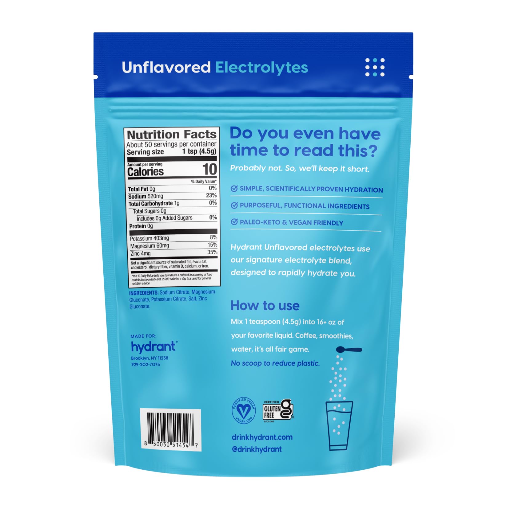 HYDRANT morning hydration routine packet for quick convenient start