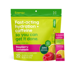 HYDRANT Raspberry Lemonade powder dissolves instantly for on-the-go hydration with crisp flavor.