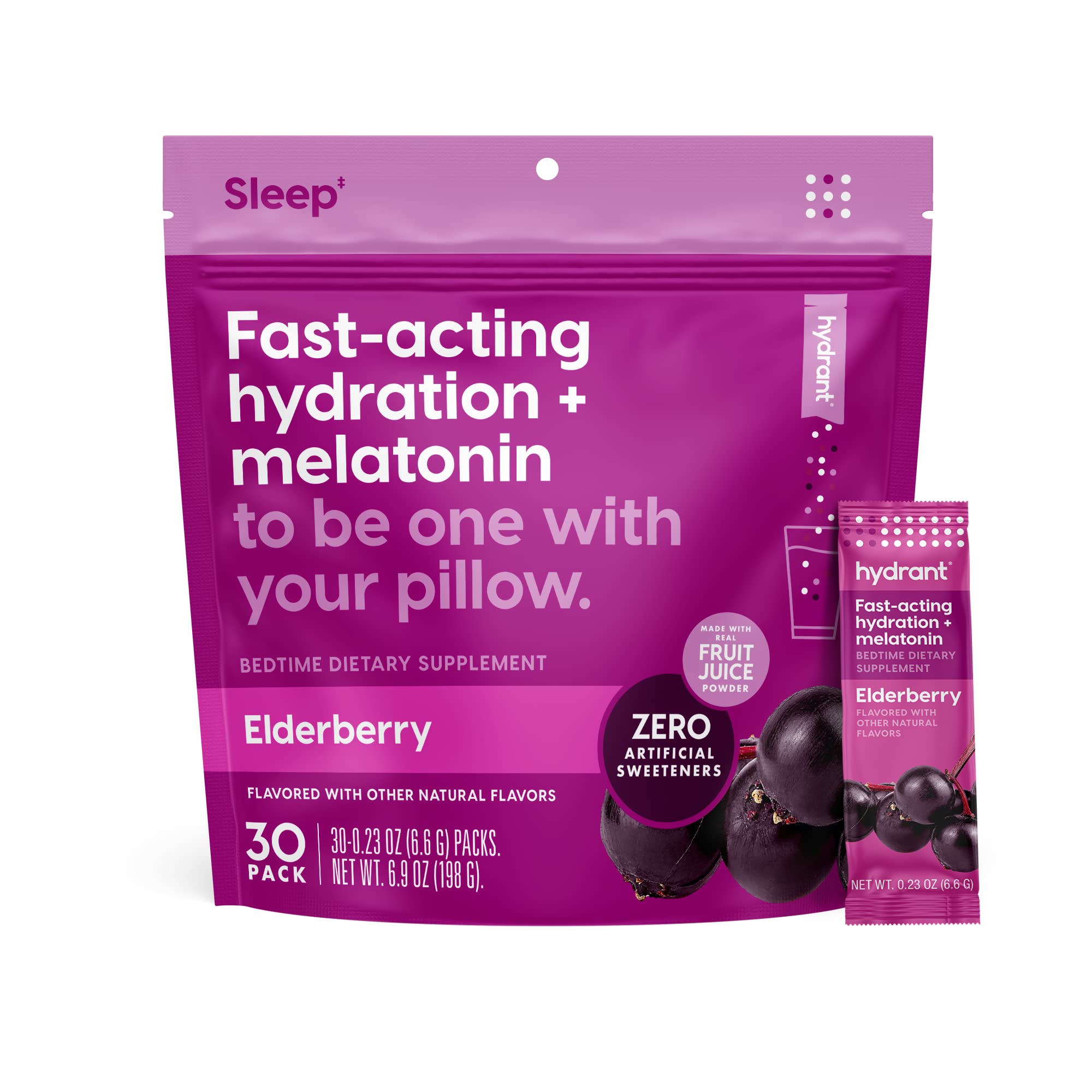 Hydrant Sleep Electrolyte Powder Elderberry stick pack front view