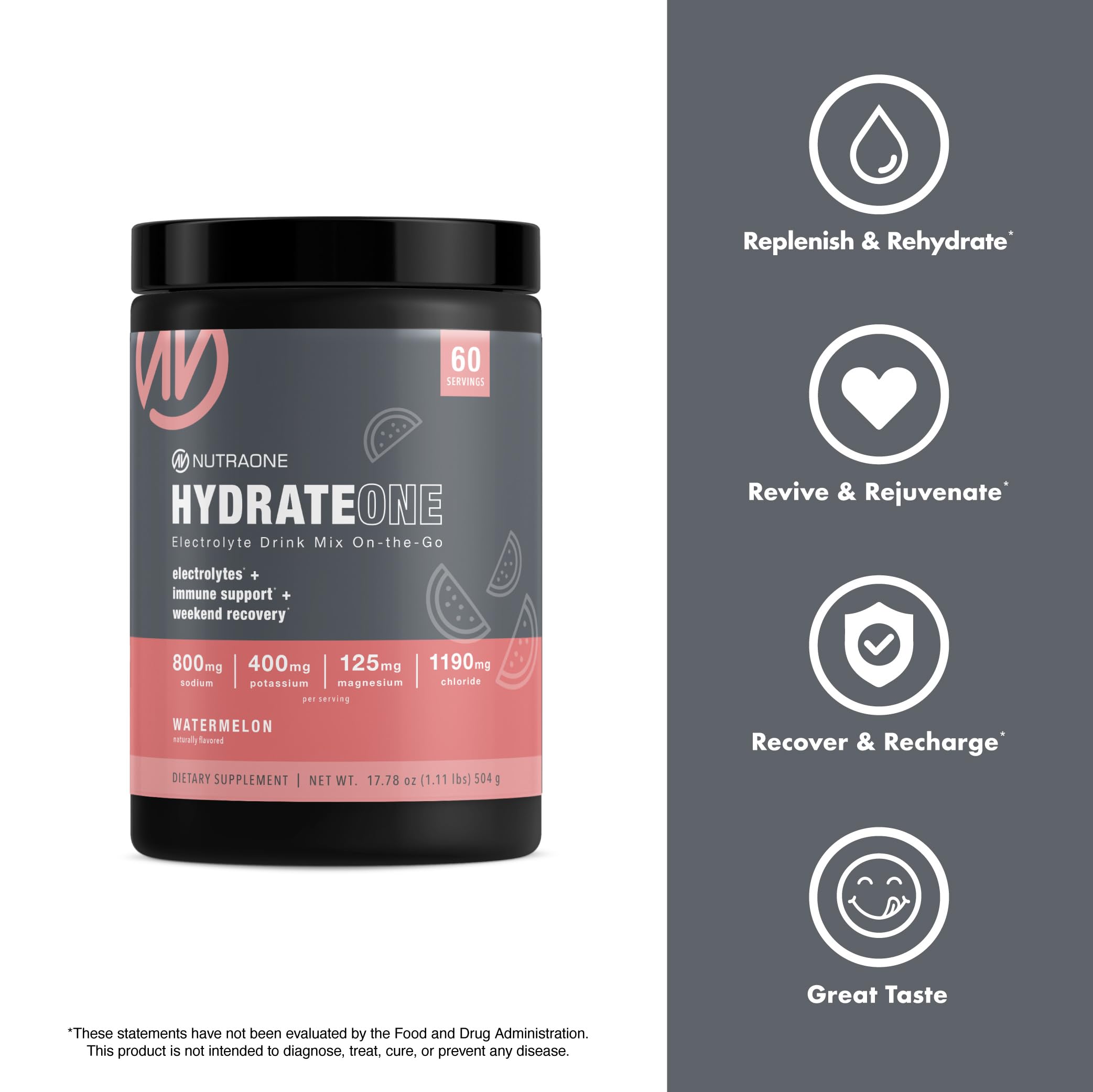 HydrateOne immune-support vitamins C, D and Zinc
