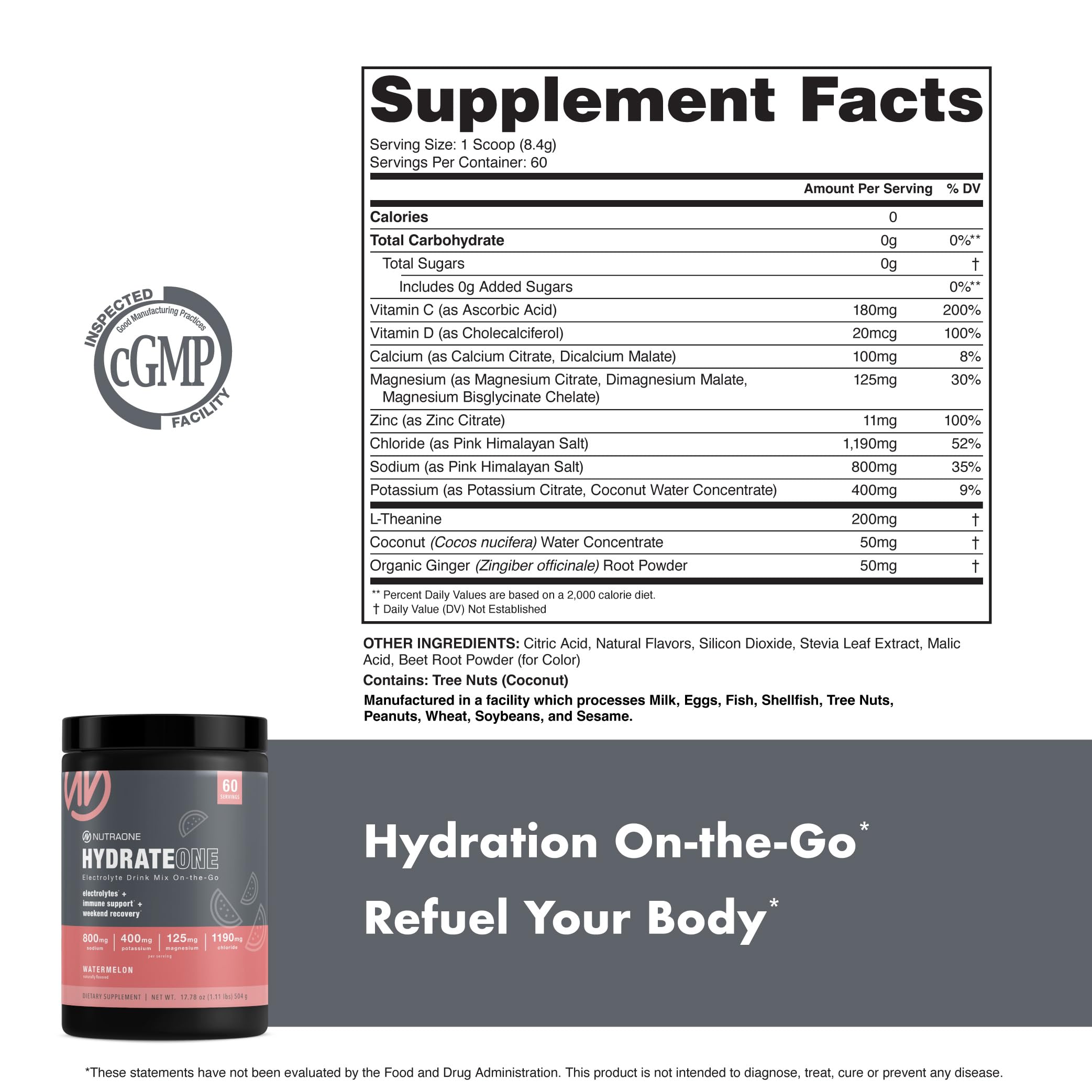 HydrateOne L-Theanine and Organic Ginger extract
