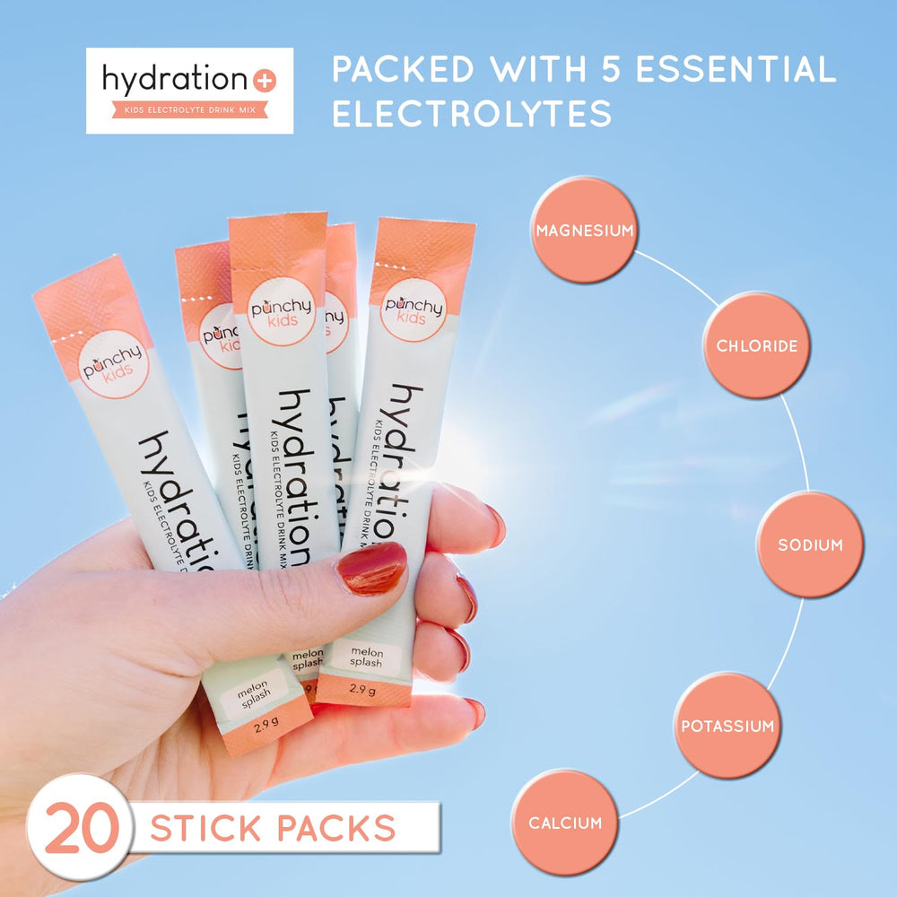 Blue Raspberry flavor option for Hydration+ Electrolyte Drink Mix for Kids