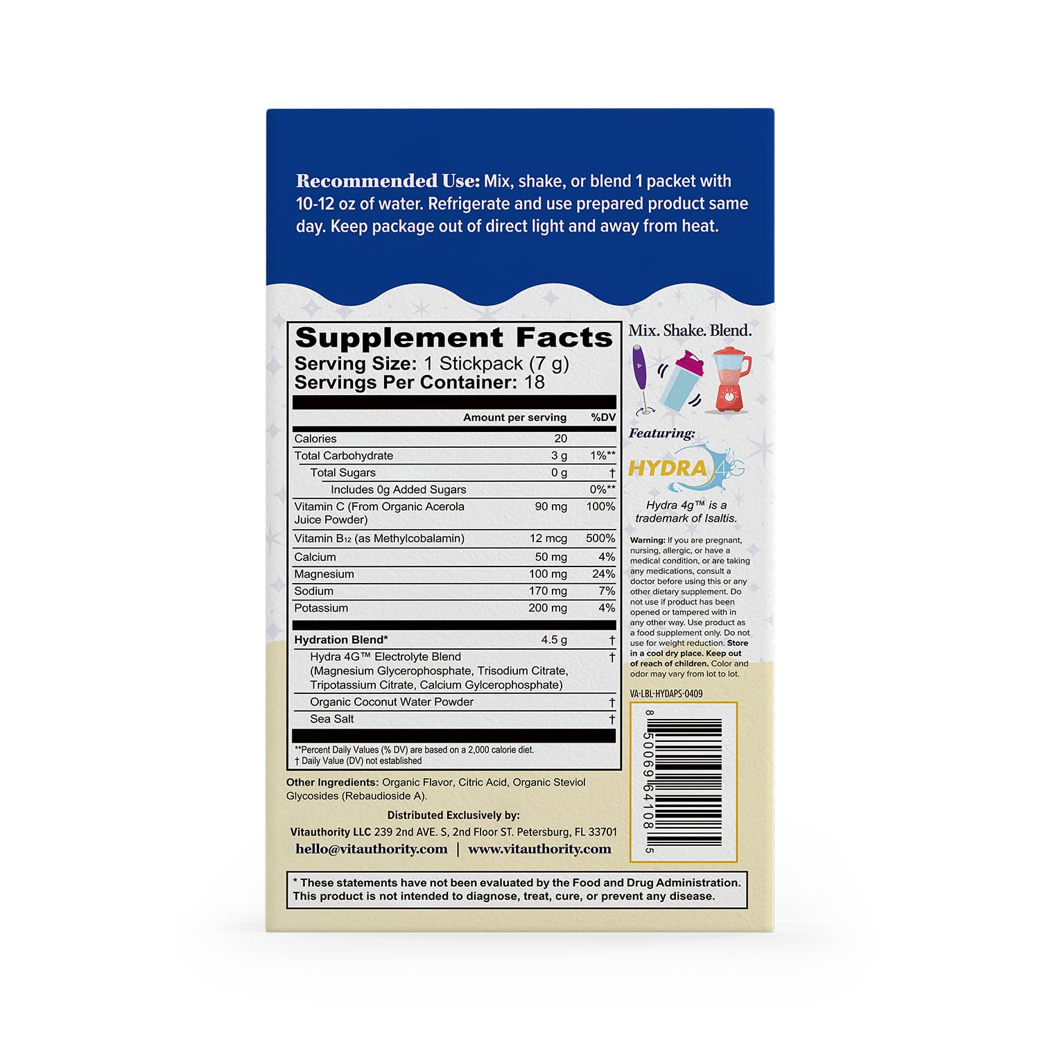 Gluten-free vegan sugar-free electrolyte packets