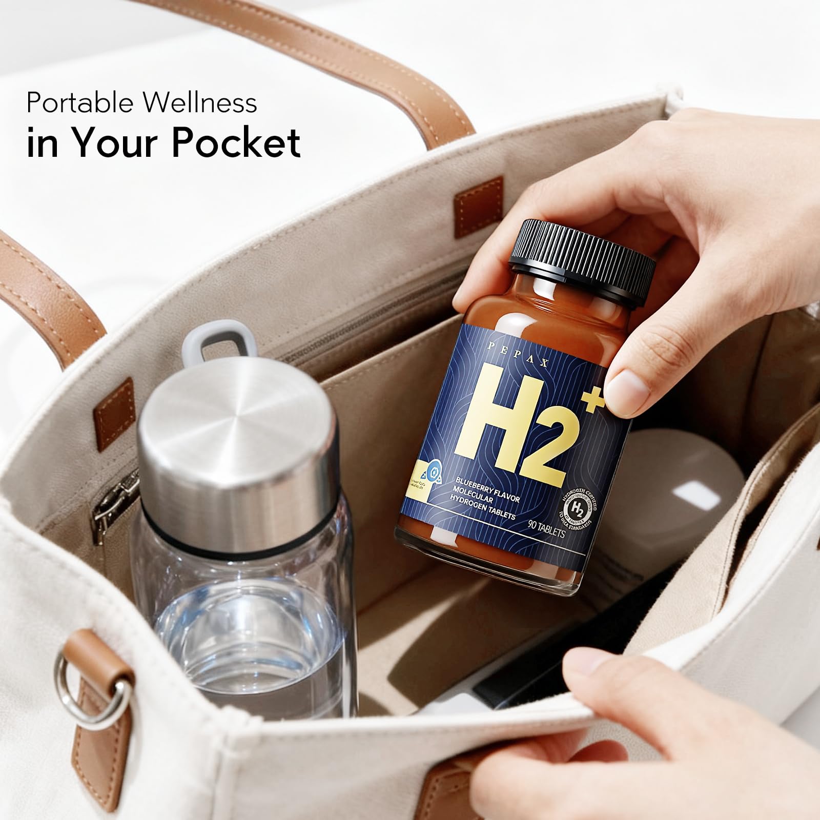 Person drinking hydrogen water for energy and focus