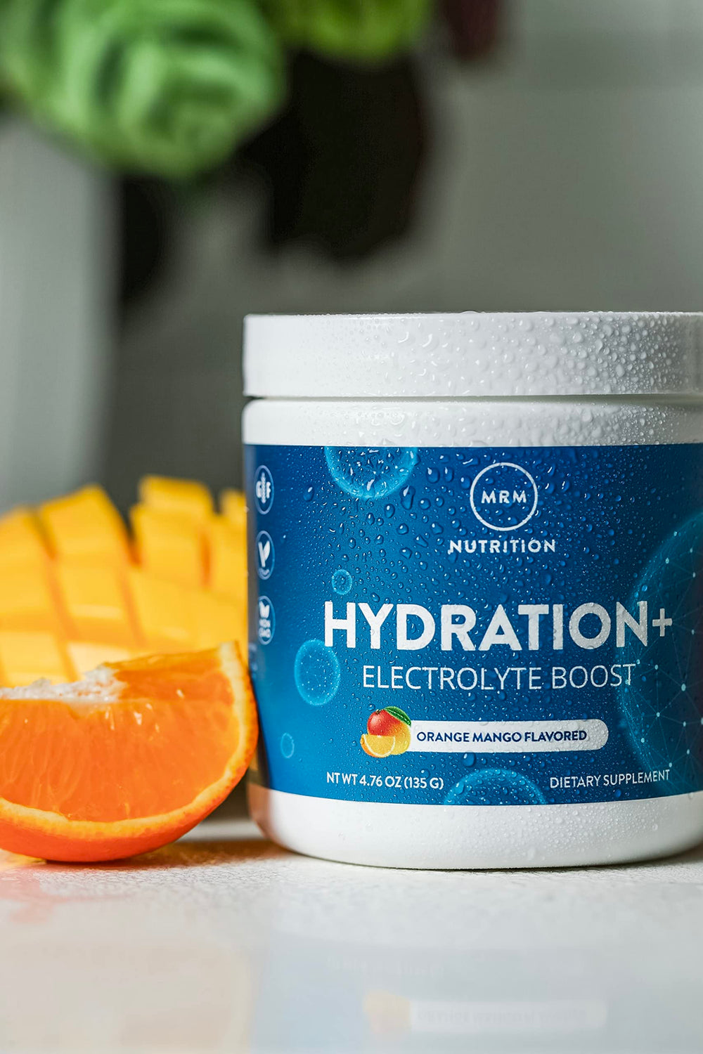 Hydration+ packaging showing Gluten-Free, Vegan and Non-GMO certifications