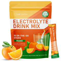 HydriPulse electrolytes orange packet front for on-the-go hydration