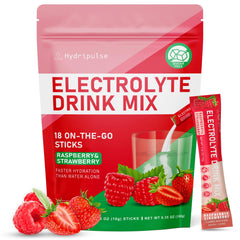 HydriPulse raspberry electrolyte packet for on-the-go hydration
