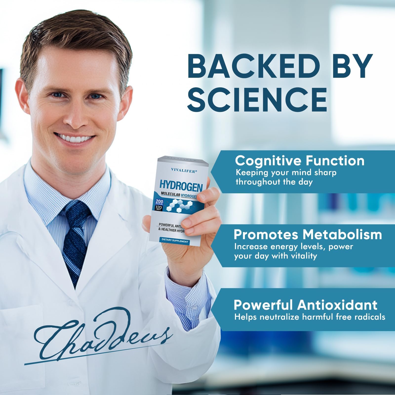 Close-up of dissolving hydrogen tablet