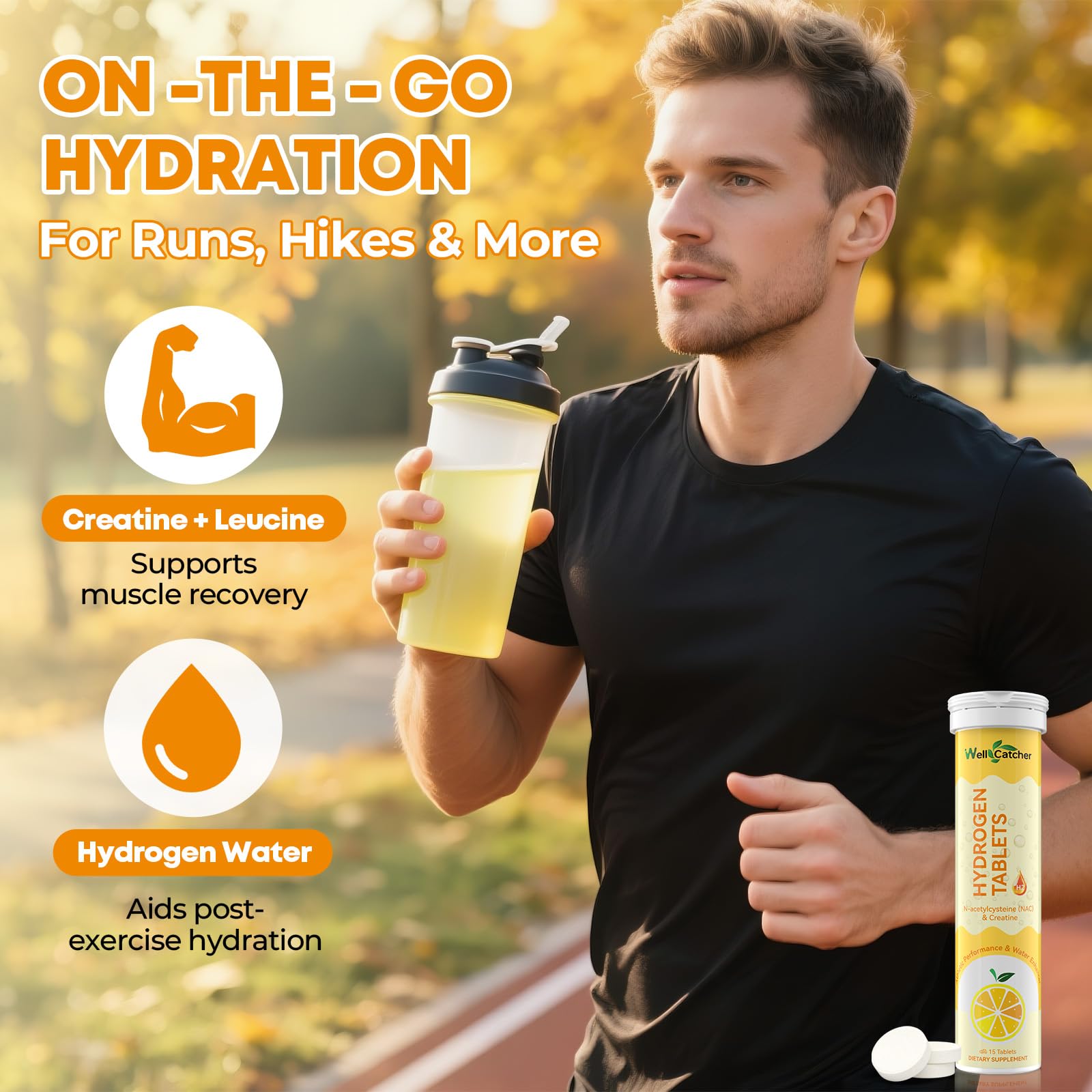 Illustration of ingredients: magnesium, NAC, resveratrol, creatine, leucine