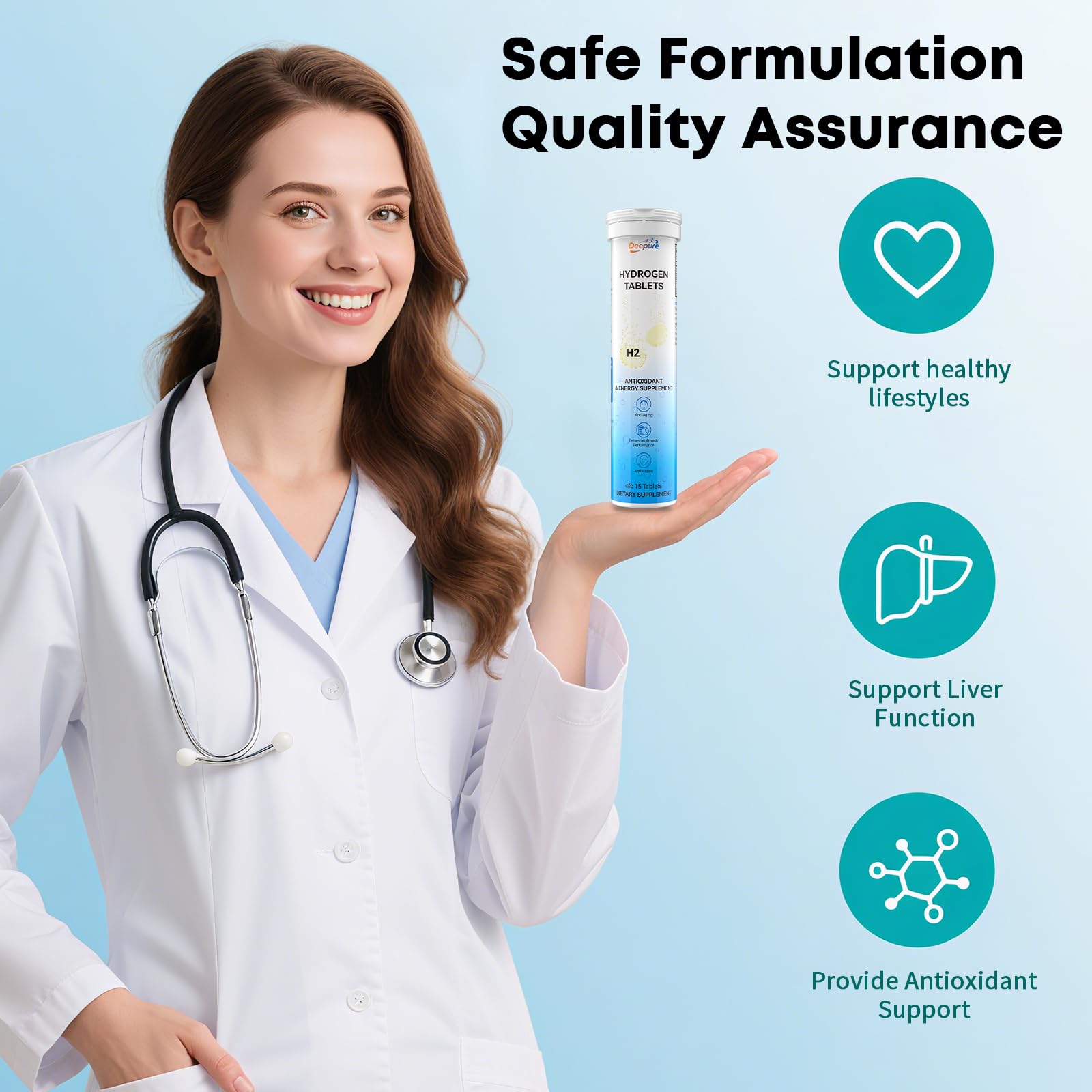 Resveratrol and NAC ingredient illustration for hydrogen production