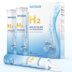 Front view of Hydrogen Water Tablets bottle with label showing 16 PPM and magnesium per tablet