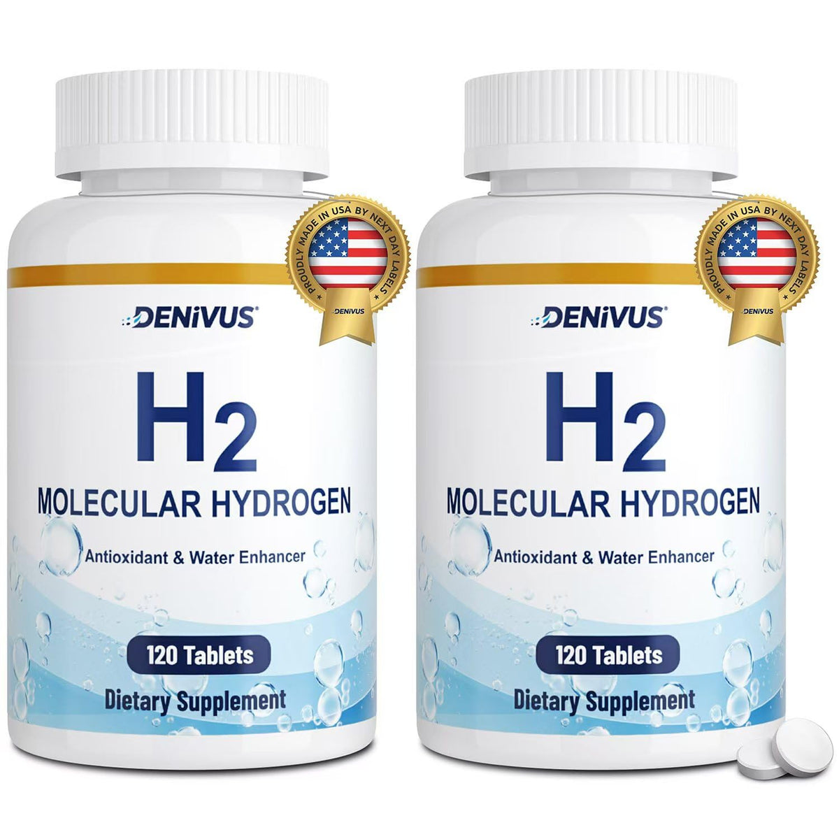Front view of Hydrogen Water Tablets with Magnesium 120-count (2 Pack) packaging