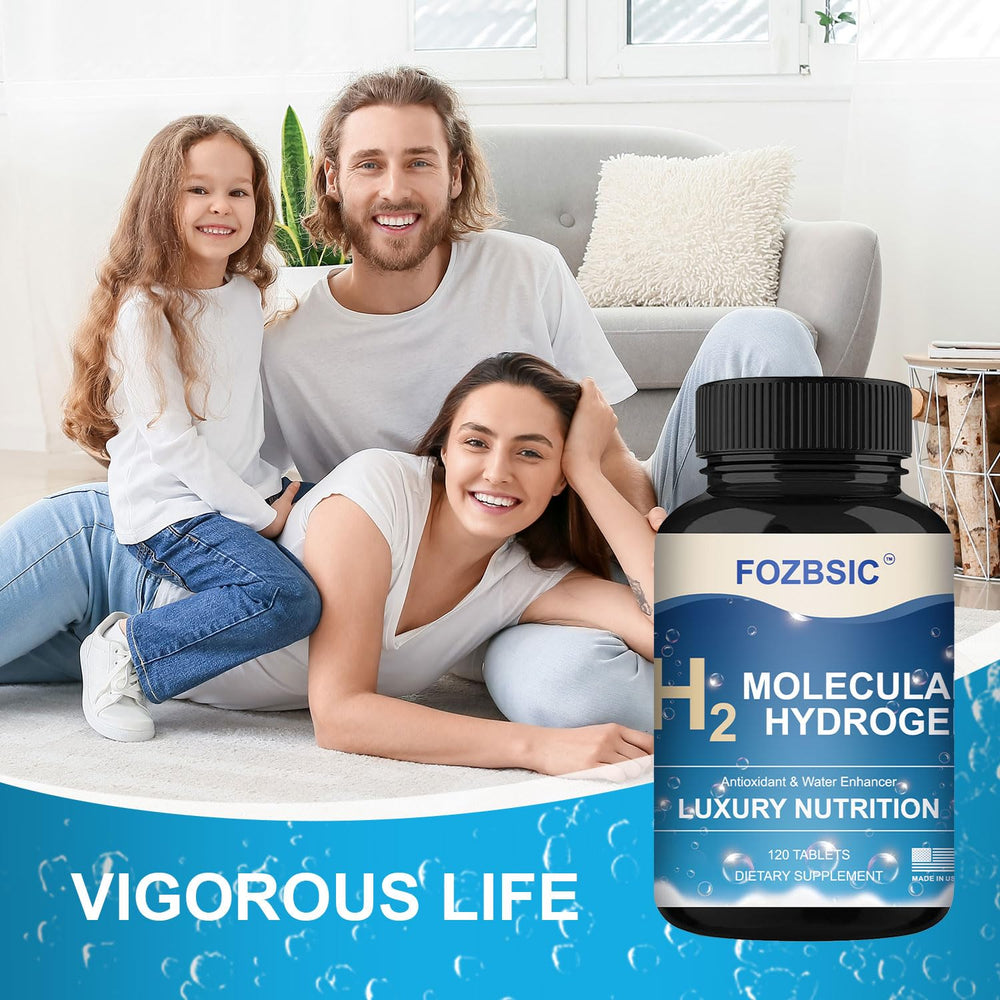 Bottle of hydrogen water tablets on kitchen counter