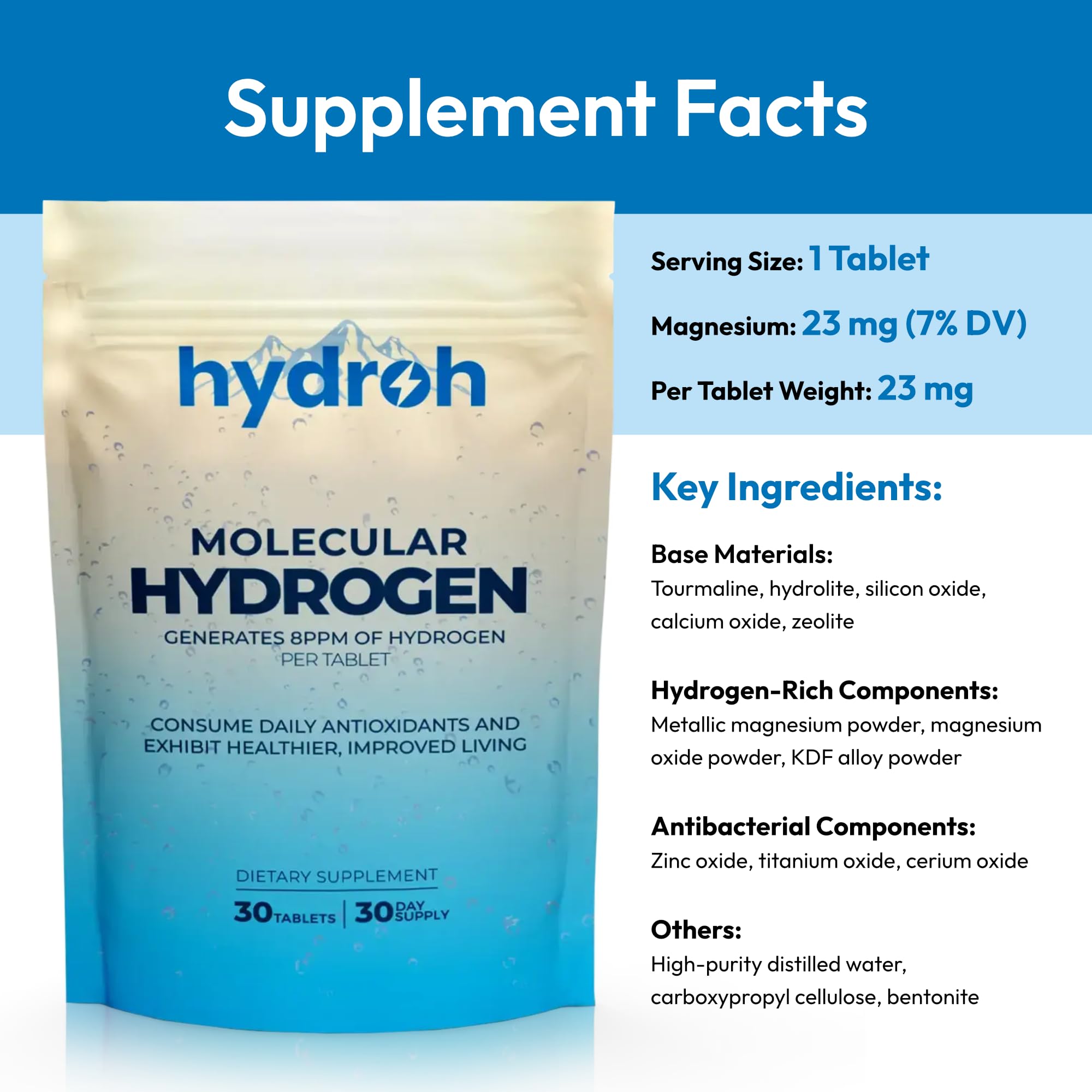 Hydroh tablet close-up dissolving in water for on-the-go hydration