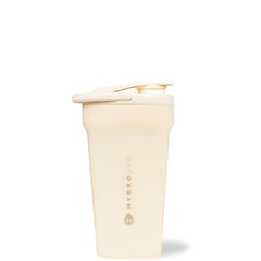 Hydrojug 20 oz noiseless shaker bottle in cream - side view